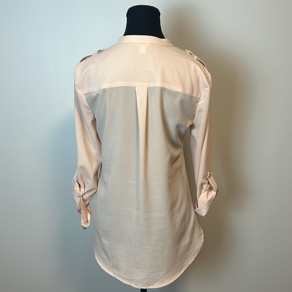 Calvin Klein Peach Button Up Long Sleeve Blouse Sz Xs - Picture 5 of 8